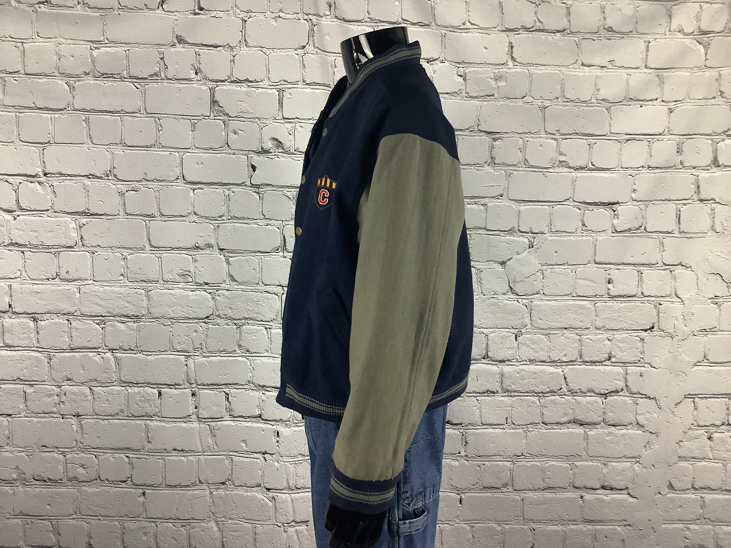 1990's Lived In Vintage Blue and Grey Reversible Varsity Jacket
