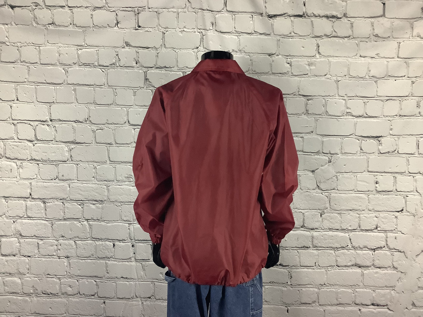 1990's Vintage Burgundy Collared Windbreaker Jacket with Drawstring