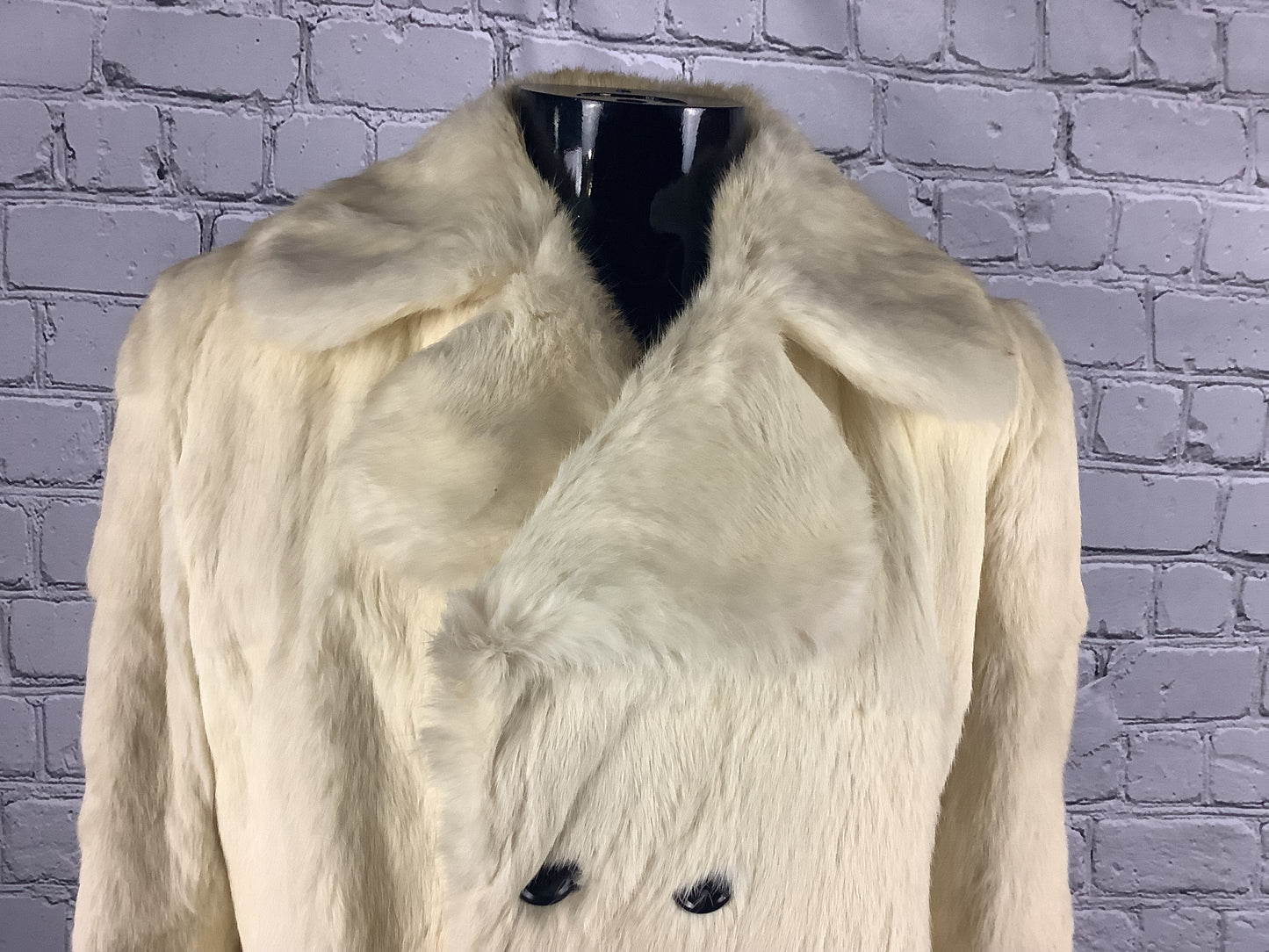 1990's Vintage Oversized White Rabbit Fur Coat