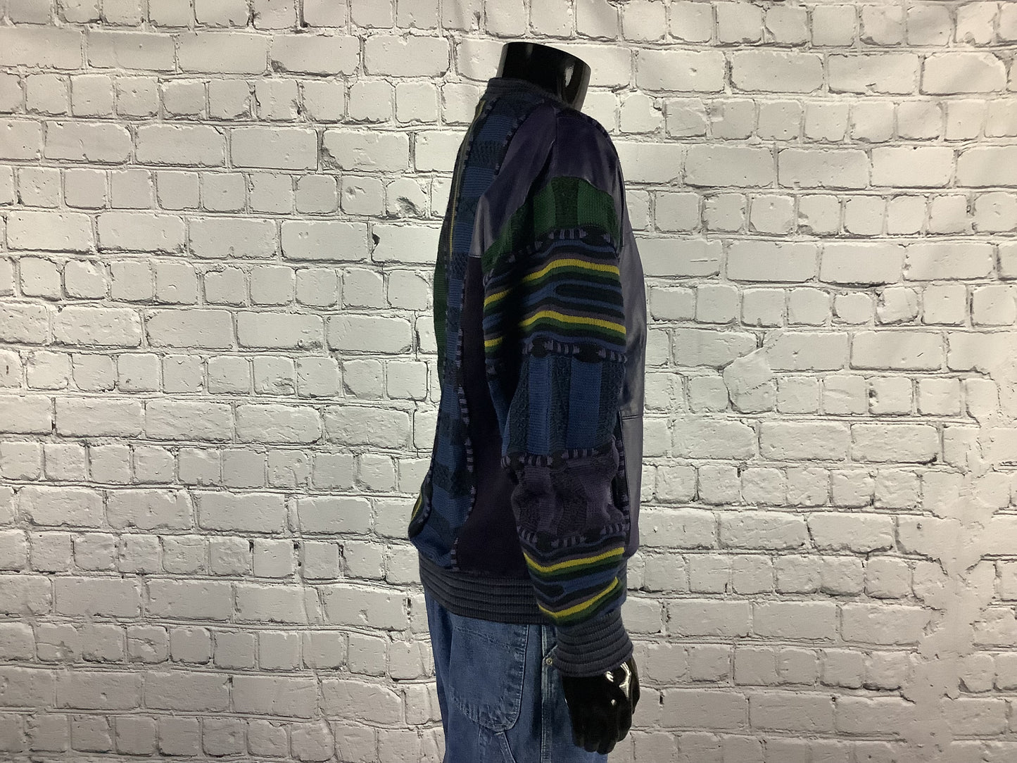 1990's Vintage Abstract Oversize Leather Sweater