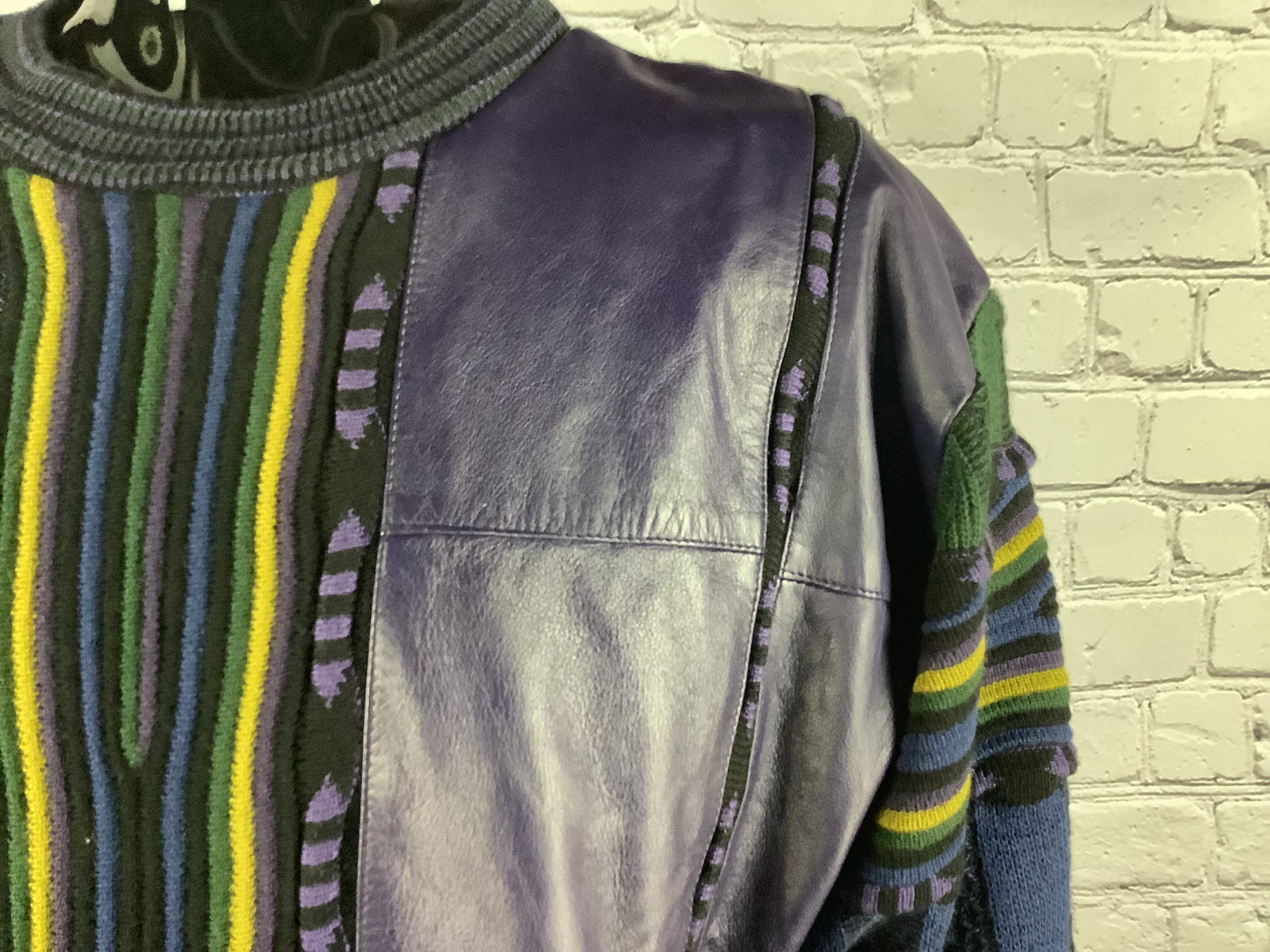 1990's Vintage Abstract Oversize Leather Sweater