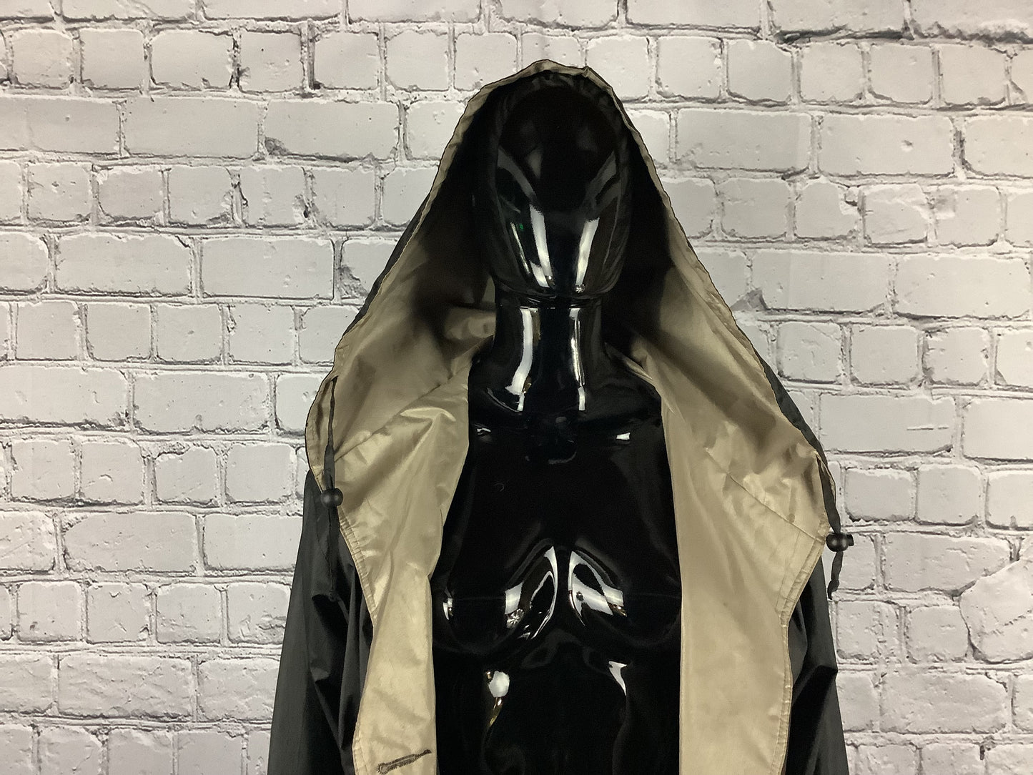 1980's Vintage Black Trench Coat with Metallic Lining