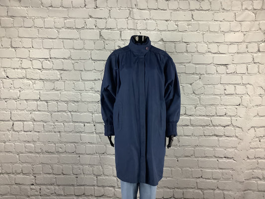 1980's Navy Blue Coat with Knitted Collar and Cuffs