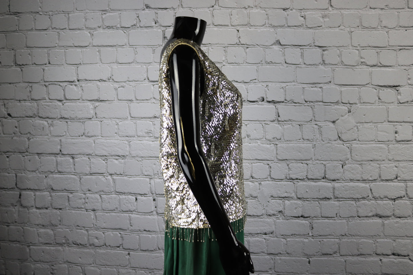 1980's Vintage Silver Sequin Tank with Sequin Fringes