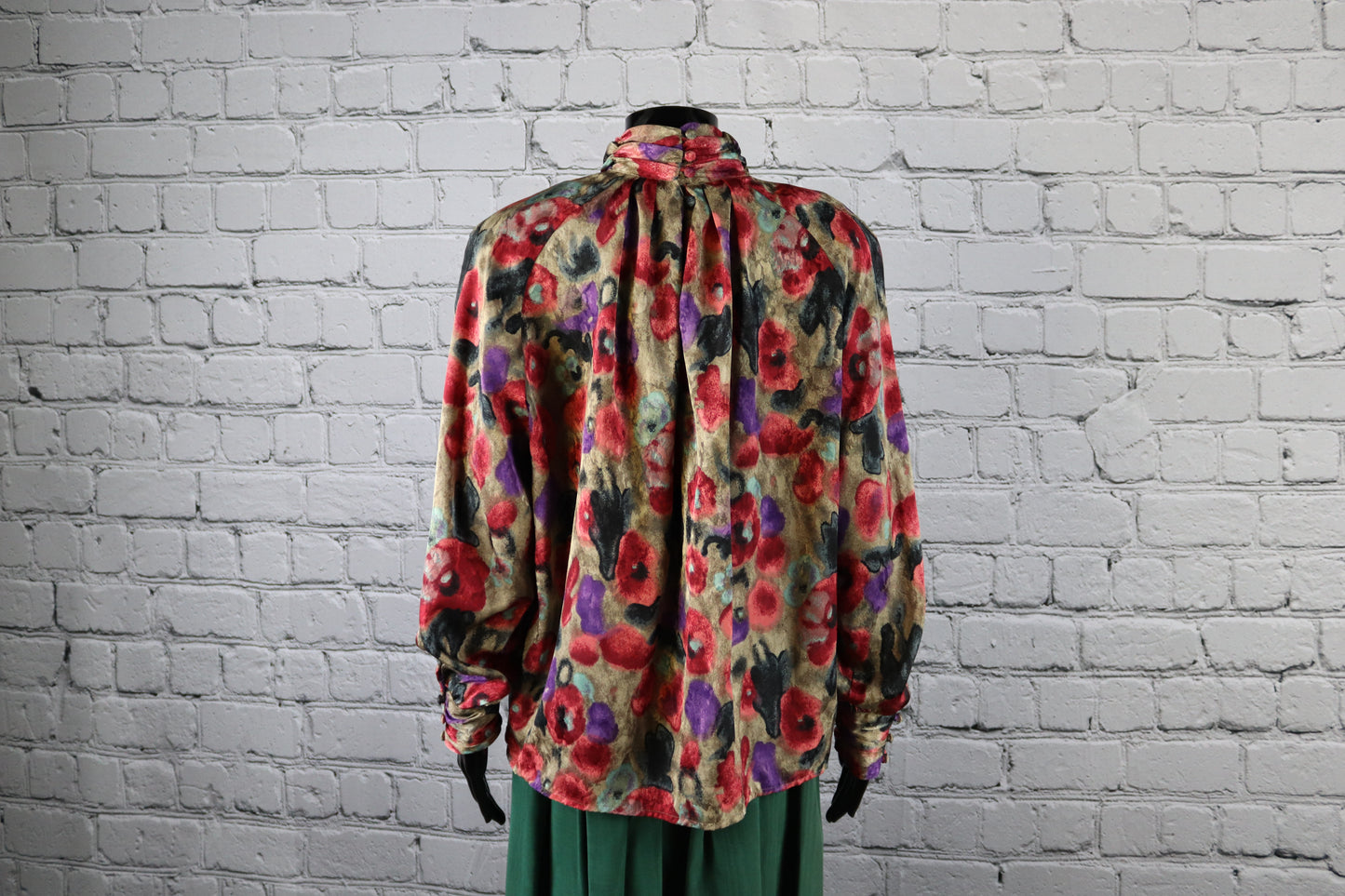 1980's Vintage Colorful Pleated Blouse