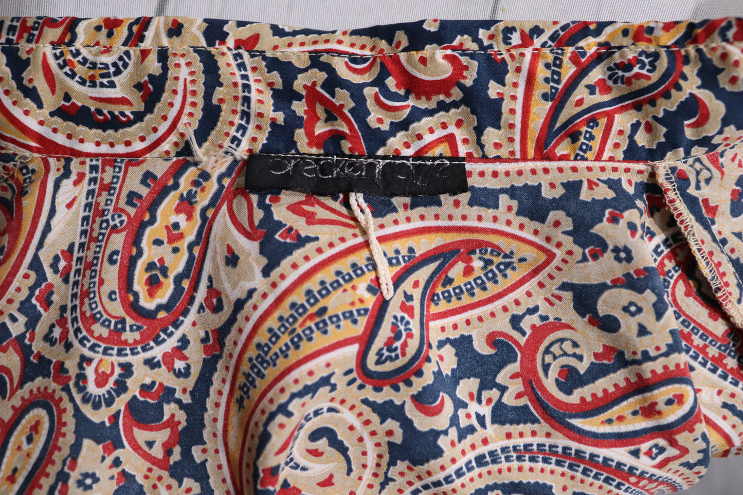 1970's Vintage Blue, Gold and Red Paisley Blouse