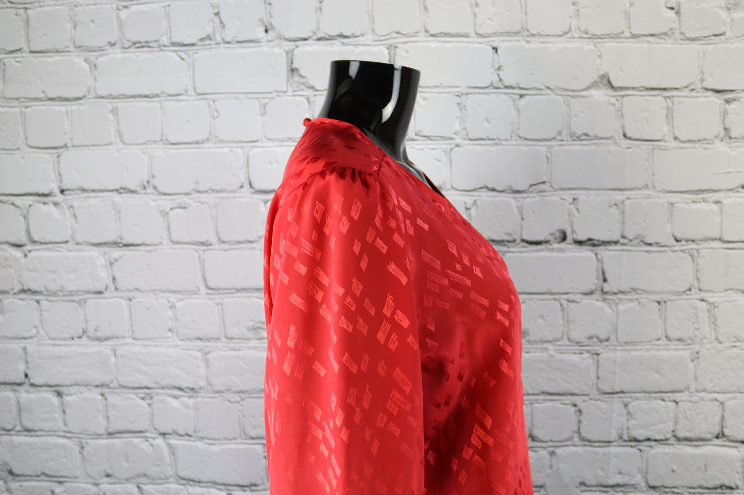1980's Vintage Red Blouse with Abstract Detailing