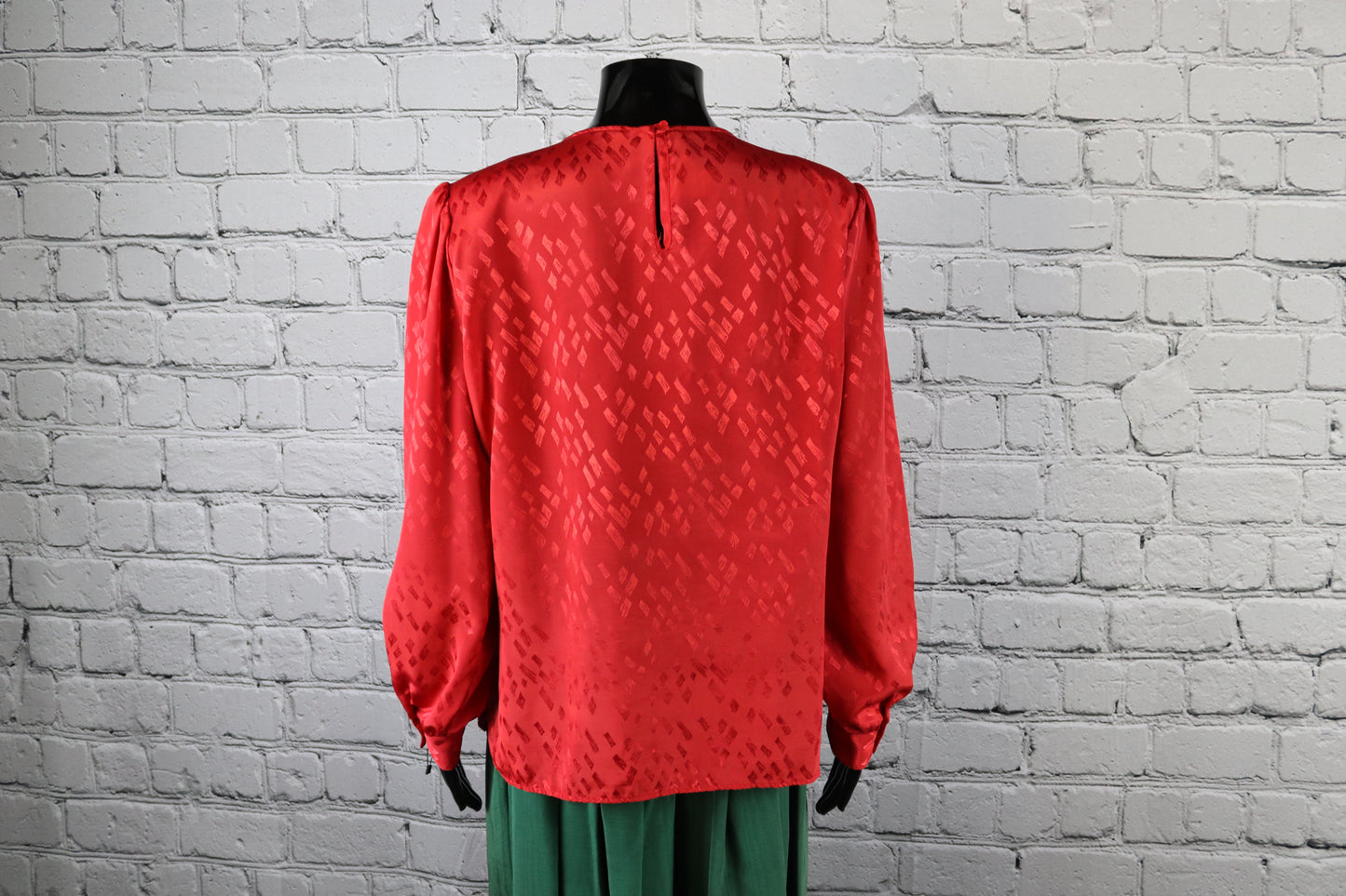 1980's Vintage Red Blouse with Abstract Detailing