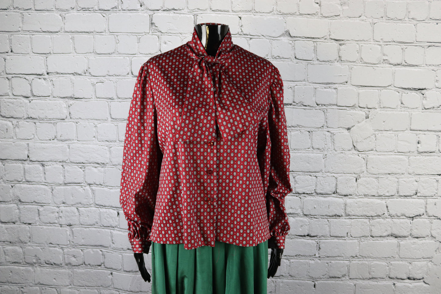 1980's Vintage Red Blouse with Dotted Detailing