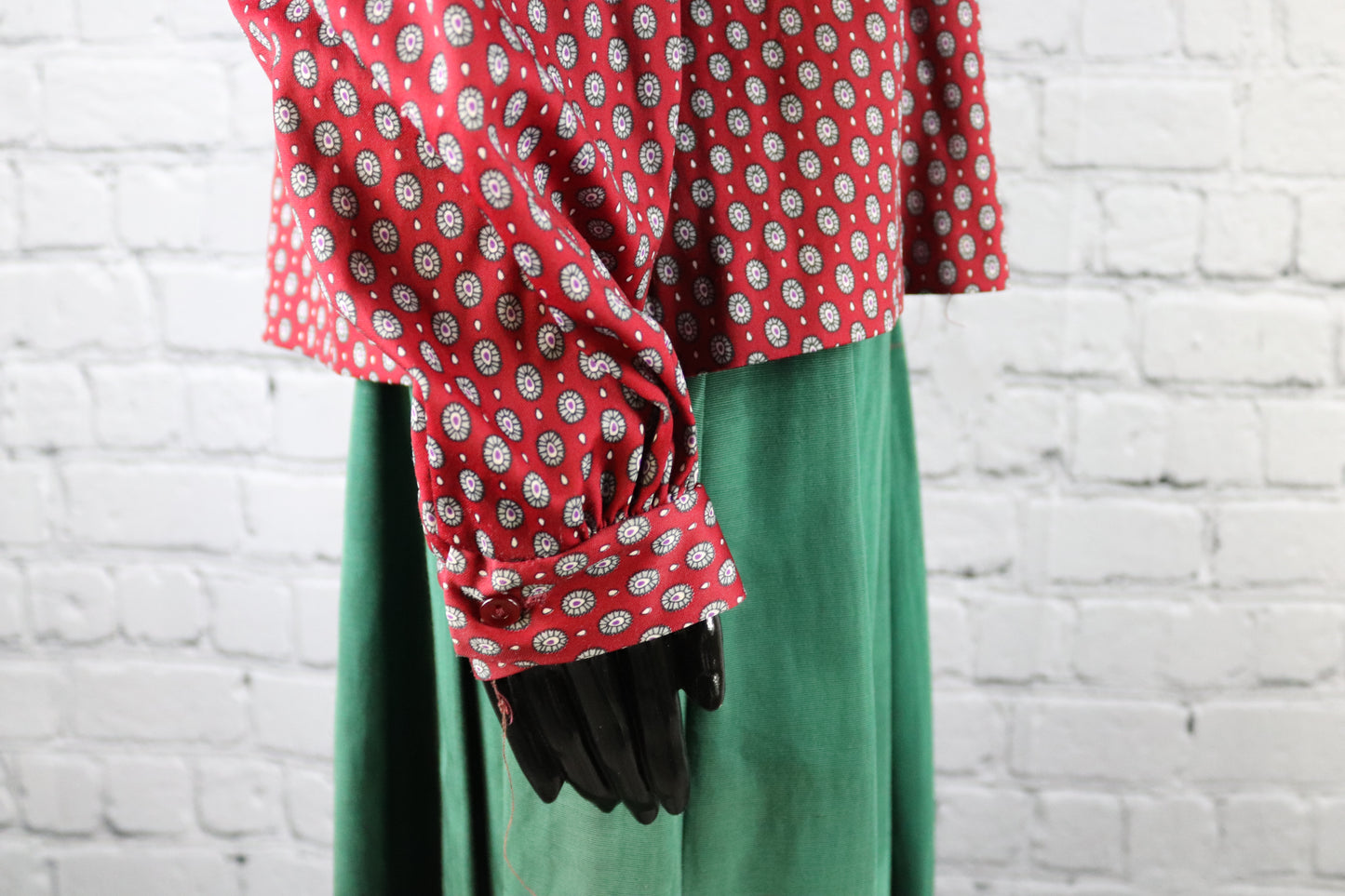 1980's Vintage Red Blouse with Dotted Detailing