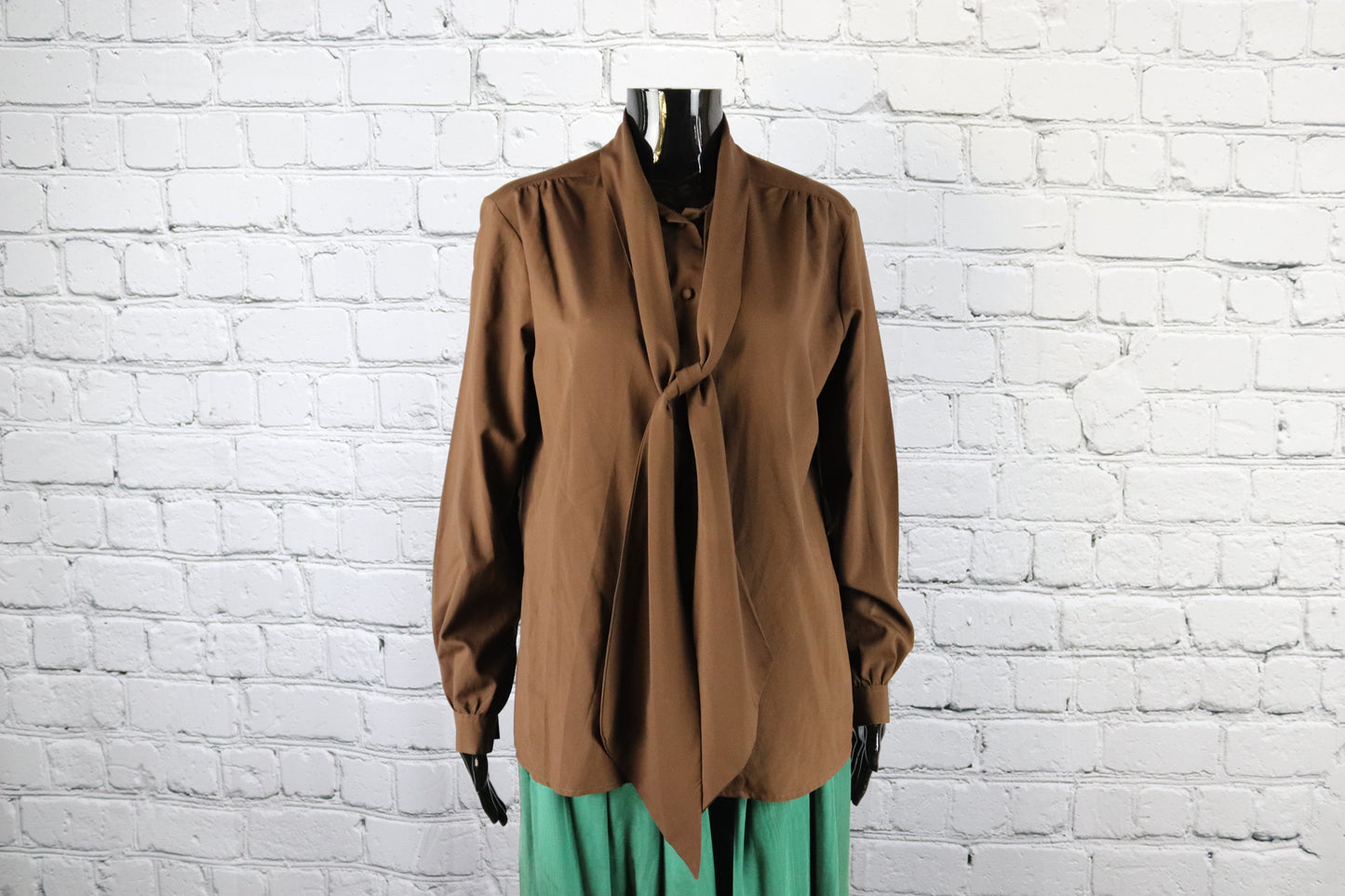 1970's Vintage Chocolate Brown Blouse with Bow