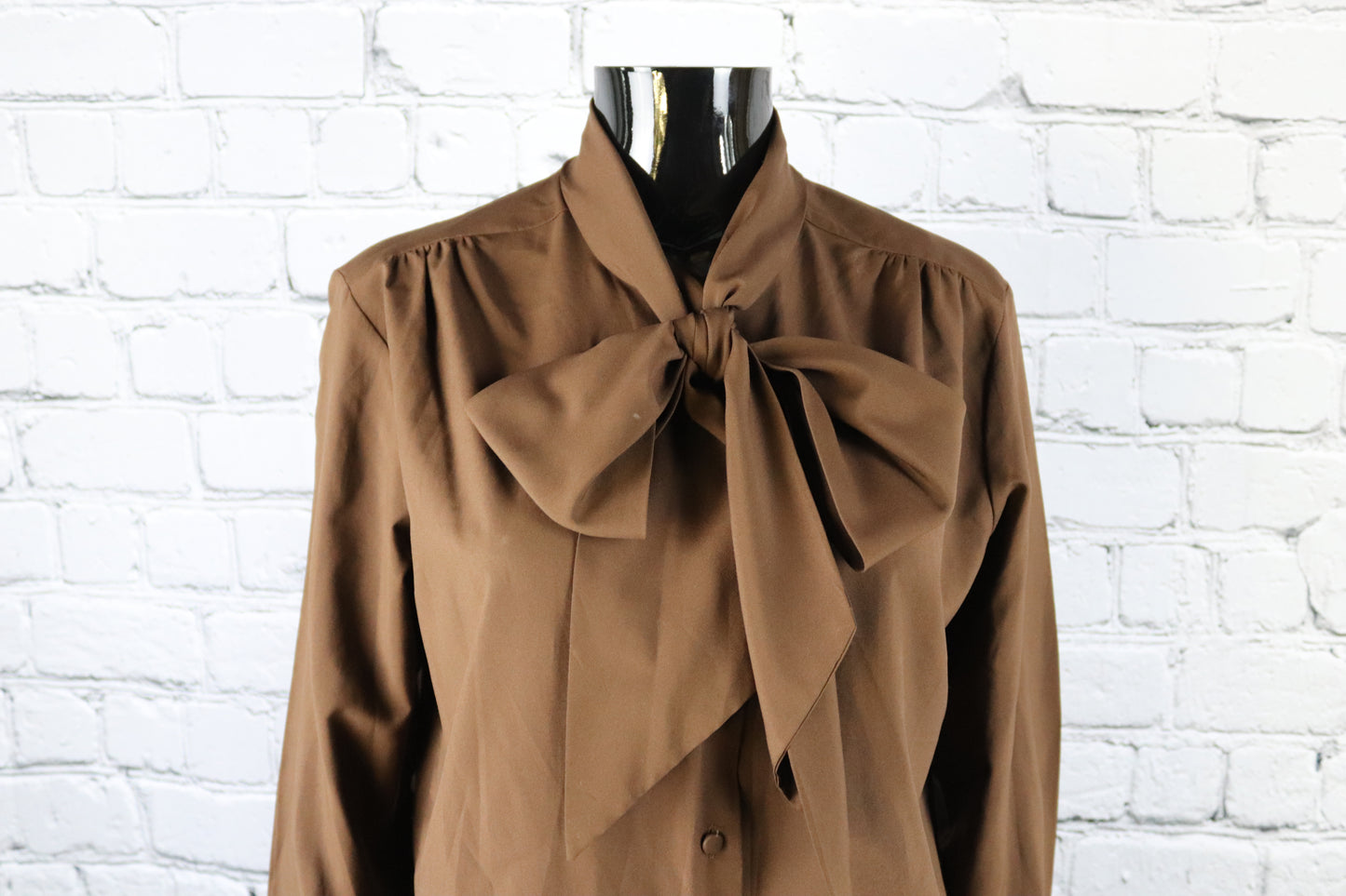 1970's Vintage Chocolate Brown Blouse with Bow