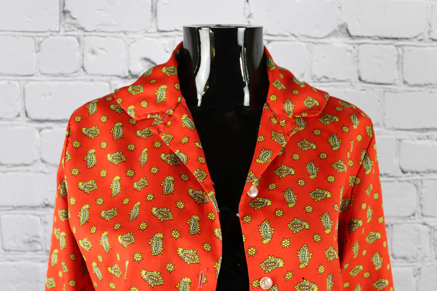 1970's to 1980's Vintage Red and Yellow Paisley Button Down