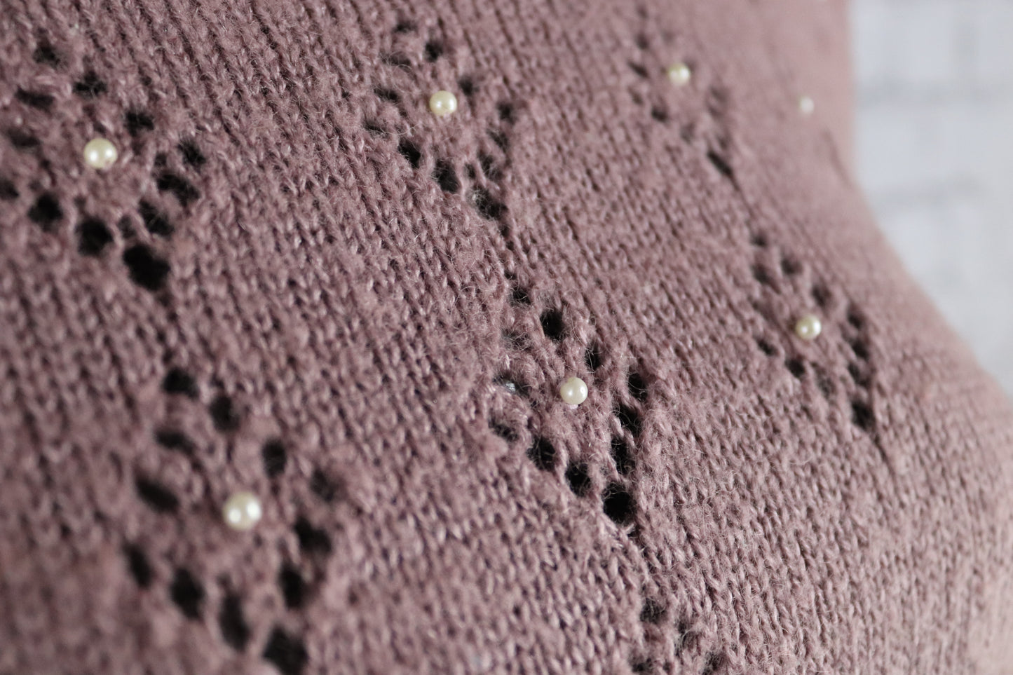1970's Vintage Purple Sweater with Pearl Detailing