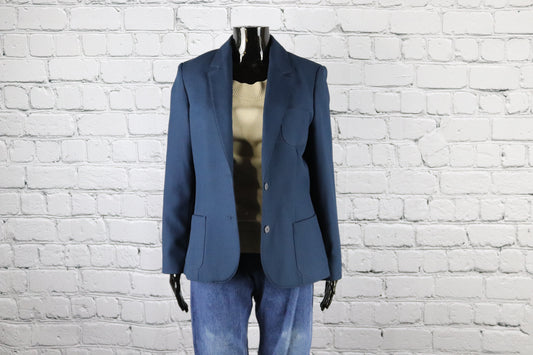 1980's Vintage Solid Navy Blazer with Double Button