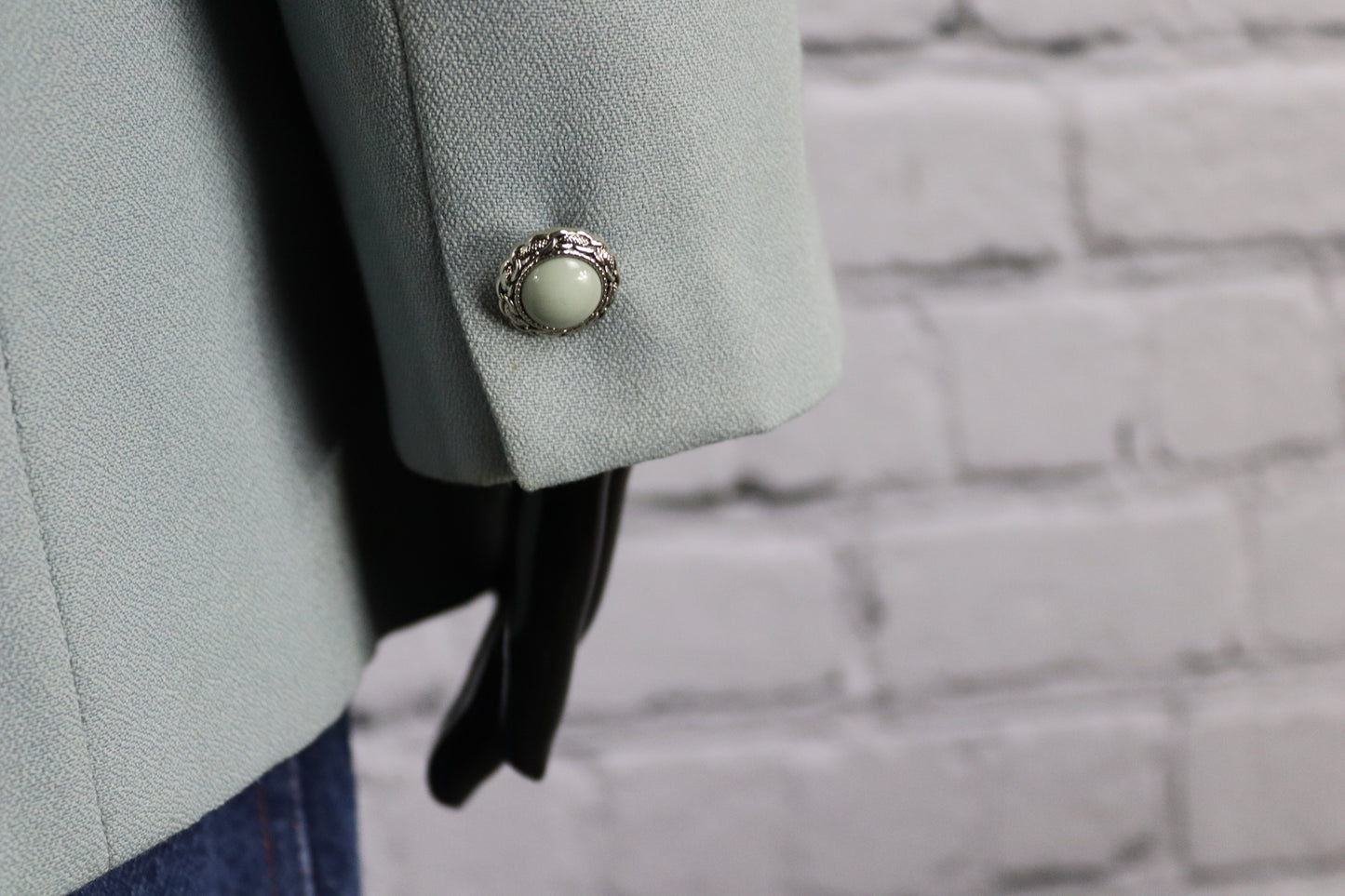 1980's Vintage Light Blue Blazer with Pearl Button